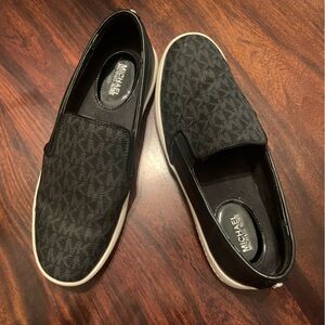 Michael Kors Slip On Leather Logo Black Shoes